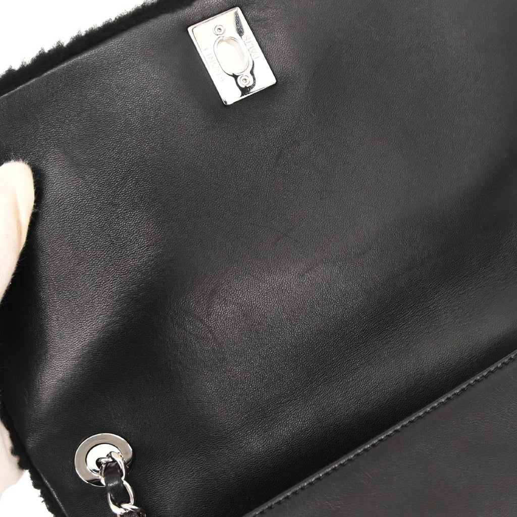 Chanel 2014-2015 Black Wool No.5 Turnlock Full Flap Shoulder Bag