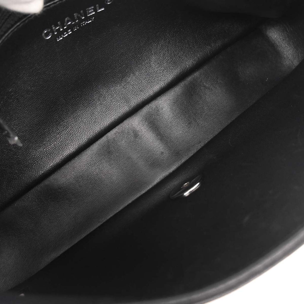 Chanel 2014-2015 Black Wool No.5 Turnlock Full Flap Shoulder Bag