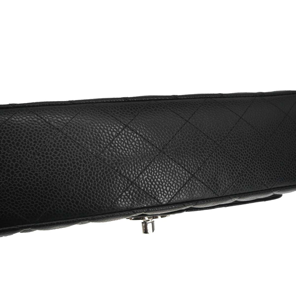 Chanel 2015-2016 Black Caviar Skin Medium Classic Double Flap Shoulder Bag