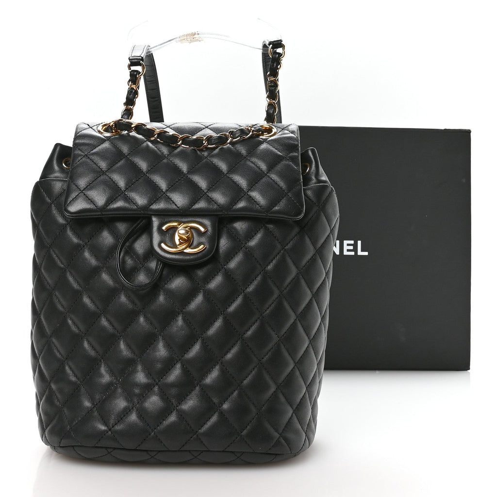 Chanel Lambskin Quilted Small Urban Spirit Backpack Black