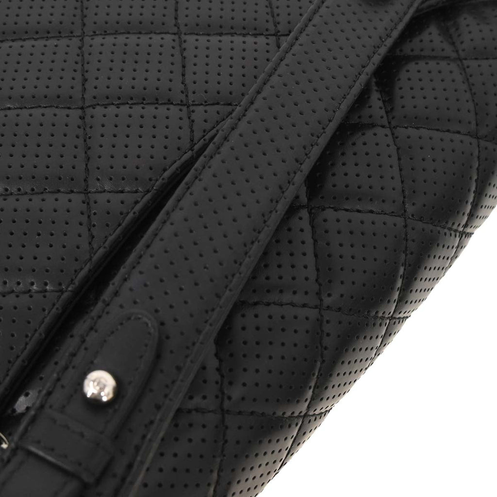 Chanel 2014 Black Perforated Lambskin Jumbo Classic Flap Handbag