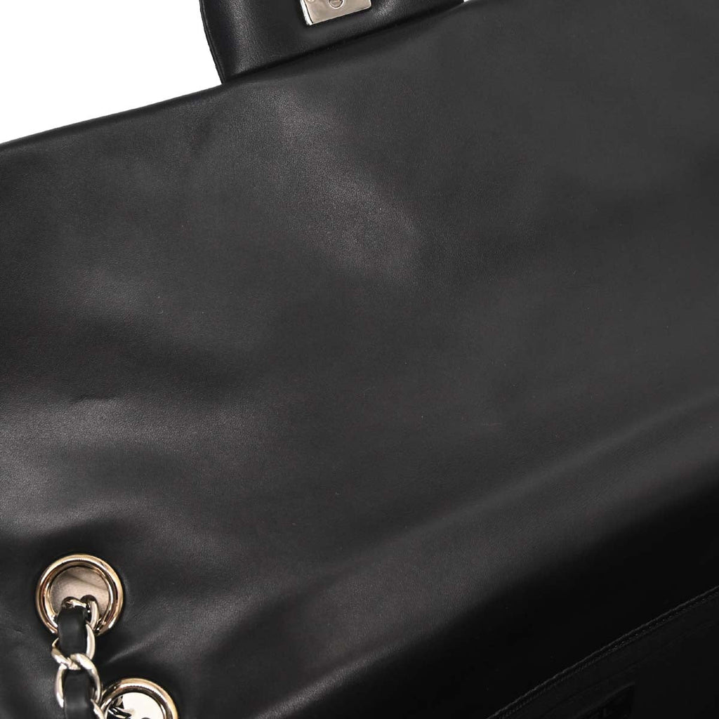 Chanel 2014 Black Perforated Lambskin Jumbo Classic Flap Handbag