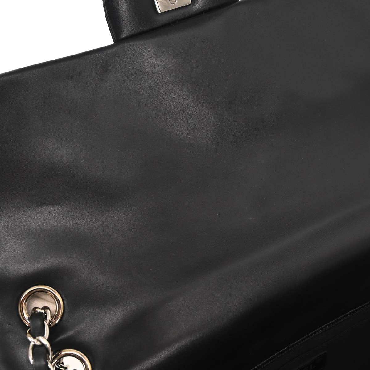 Chanel 2014 Black Perforated Lambskin Jumbo Classic Flap Handbag