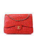 Chanel Alligator Jumbo Double Flap Red
