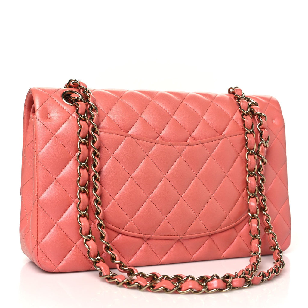 Chanel Iridescent Lambskin Quilted Medium Double Flap Pink