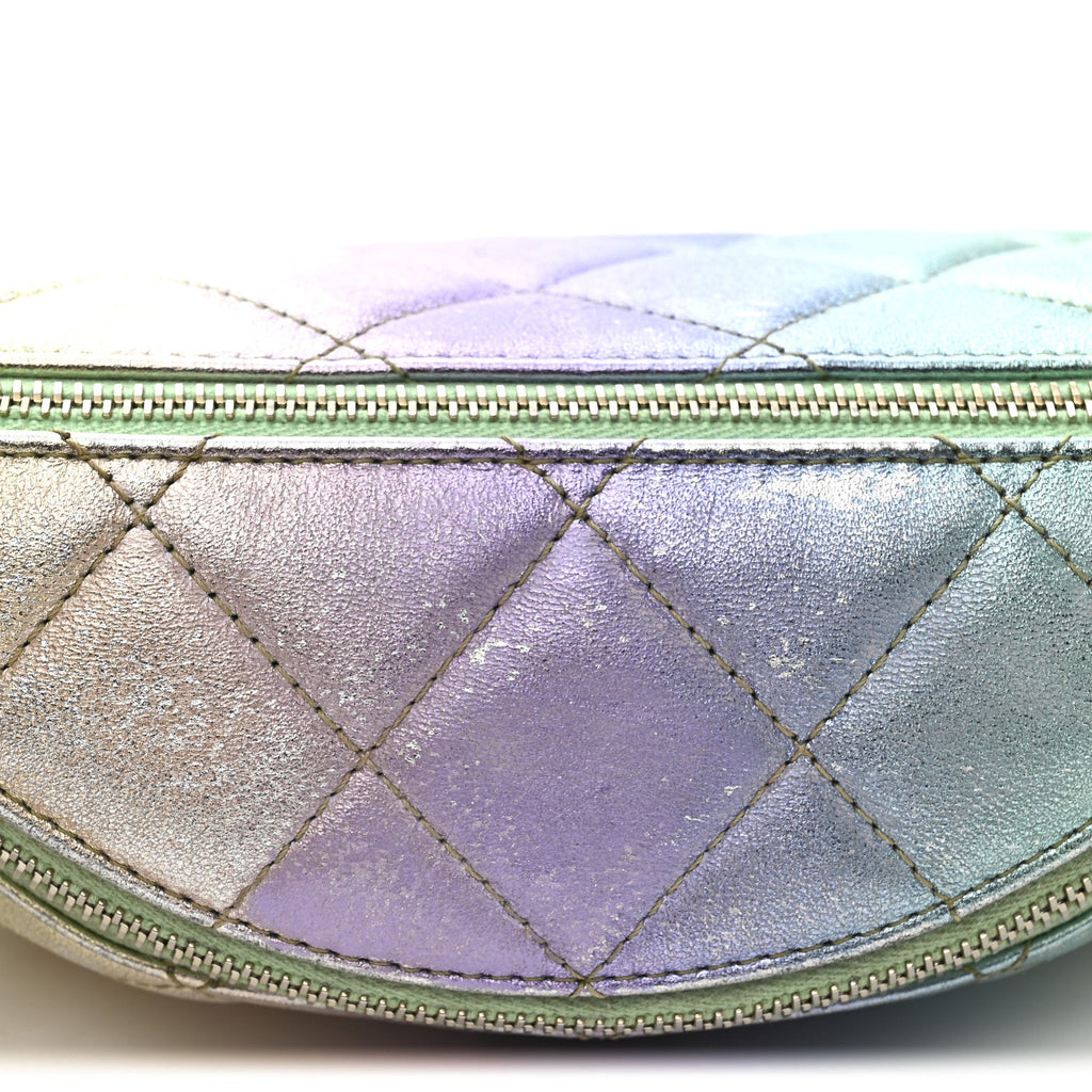 Chanel Gradient Metallic Lambskin Quilted Walking Mood Waist Bag Fanny Pack Pink Purple Green
