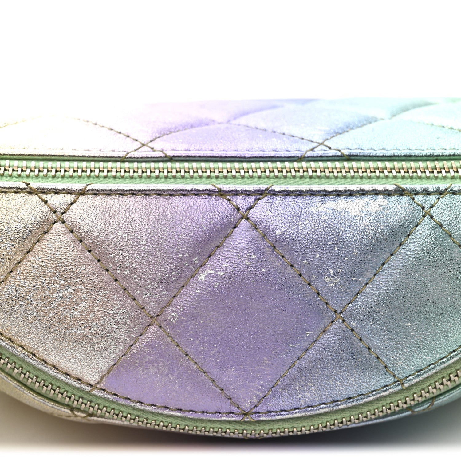 Chanel Gradient Metallic Lambskin Quilted Walking Mood Waist Bag Fanny Pack Pink Purple Green