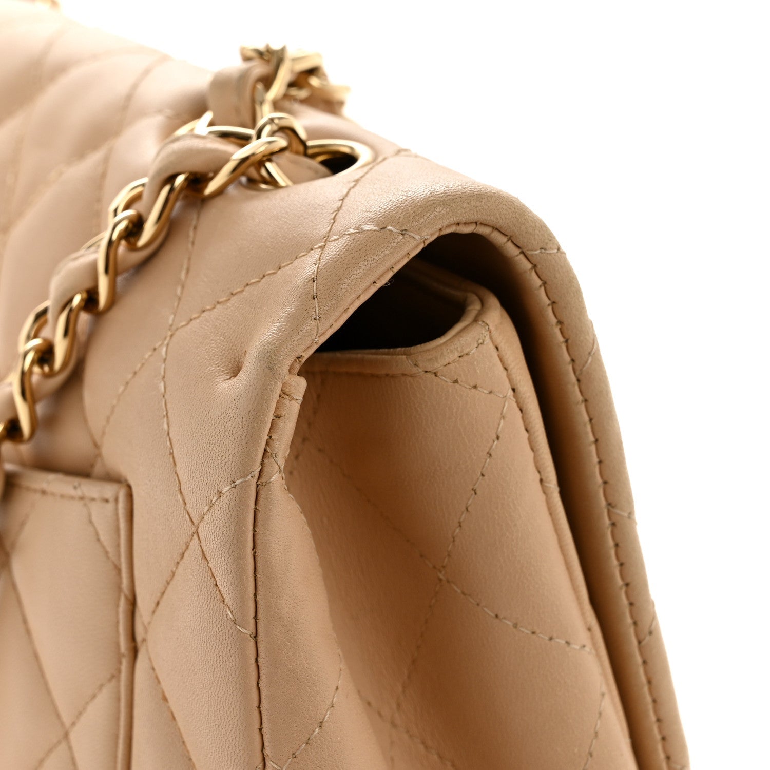 Chanel Lambskin Quilted Jumbo Single Flap Beige