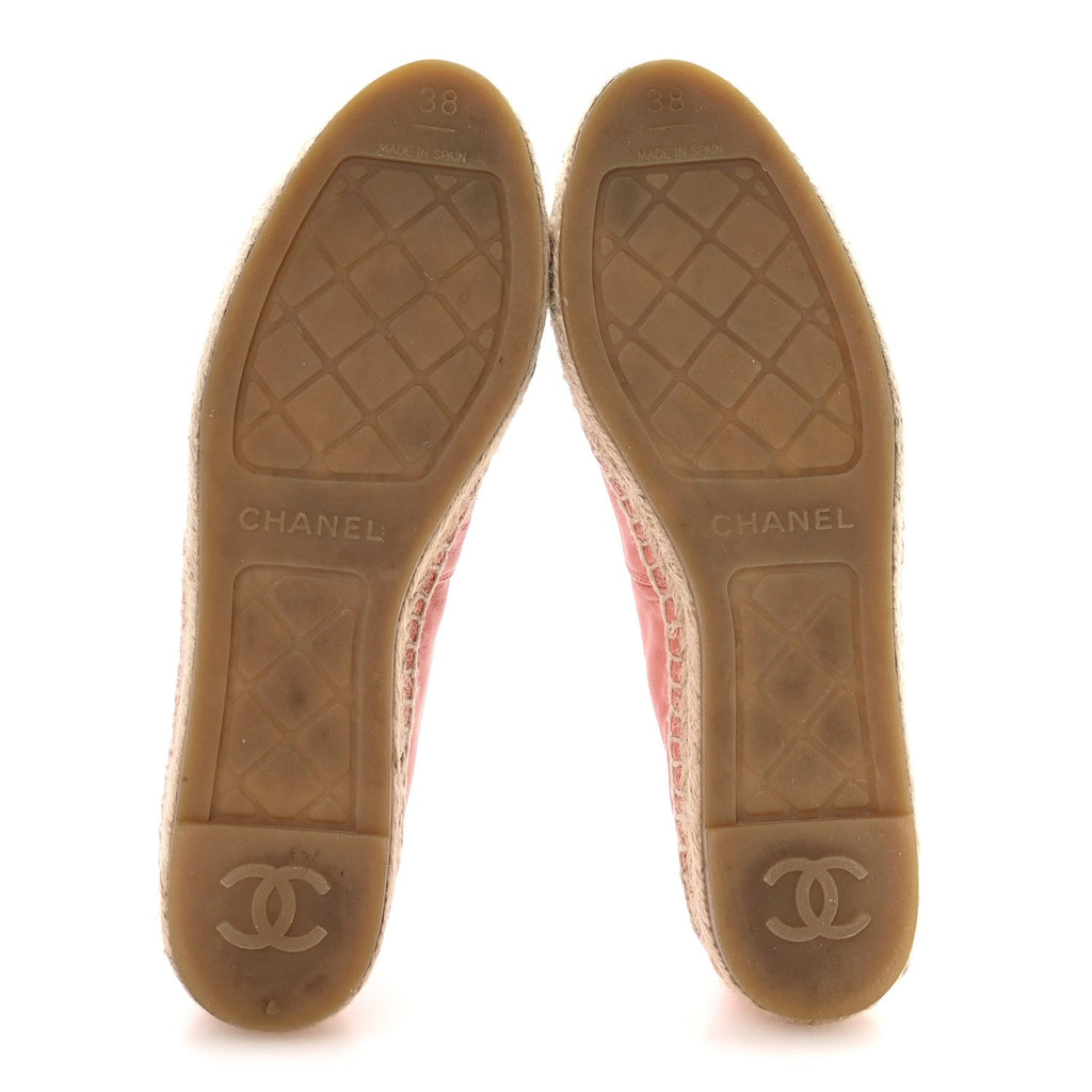 Lambskin CC Espadrilles 38 Pink Red Black