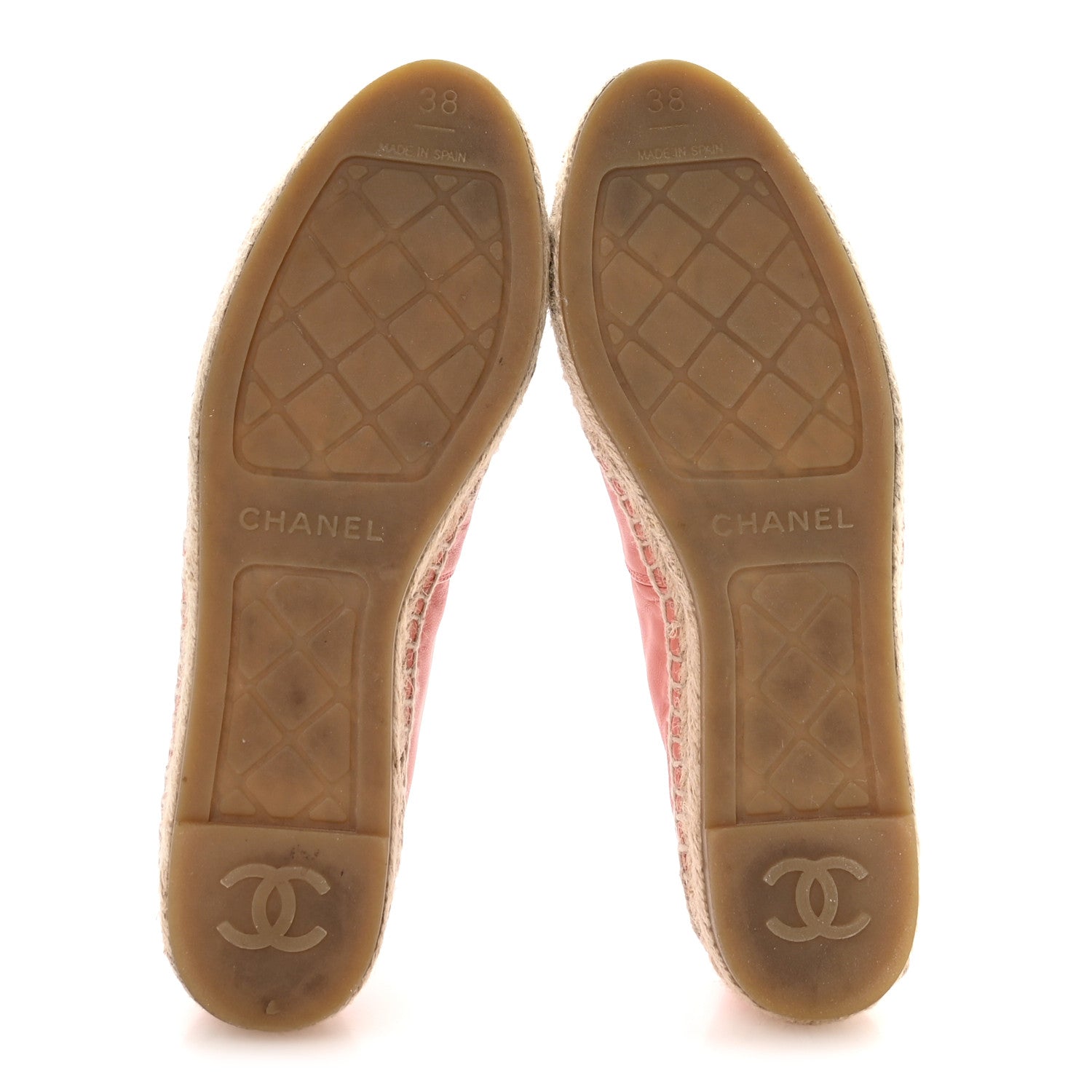 Lambskin CC Espadrilles 38 Pink Red Black