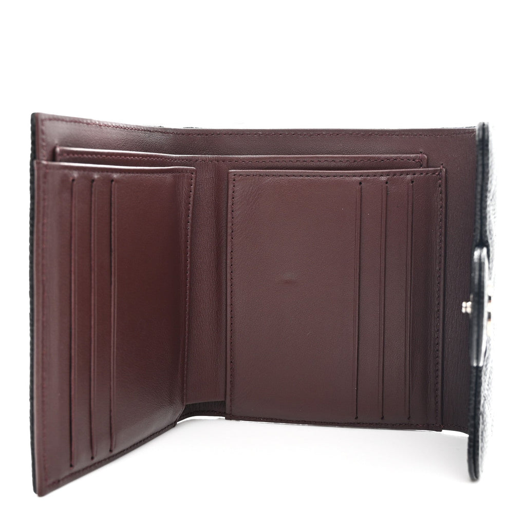 Caviar Quilted Compact Flap Wallet Black