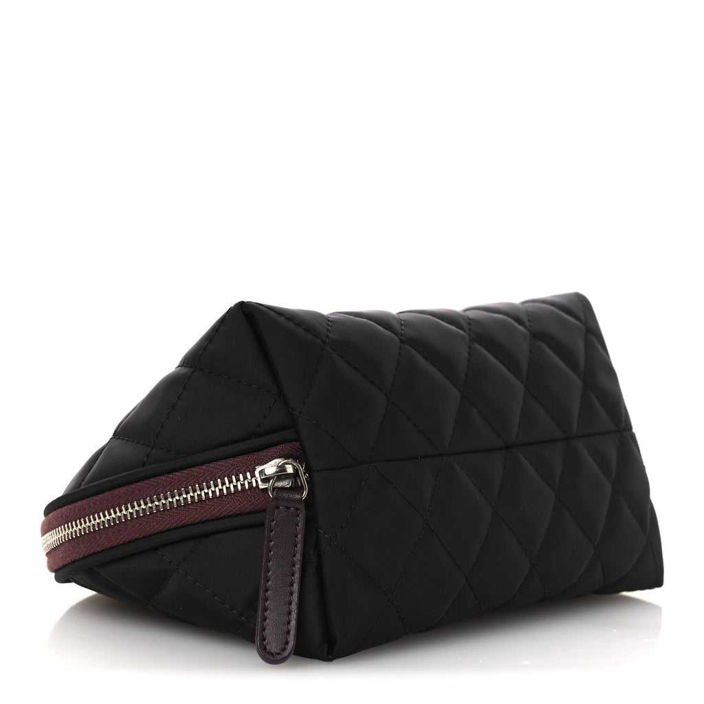 Nylon Quilted Small Cosmetic Case Black