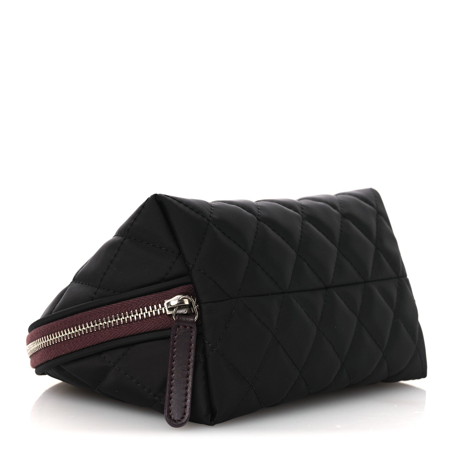 Nylon Quilted Small Cosmetic Case Black