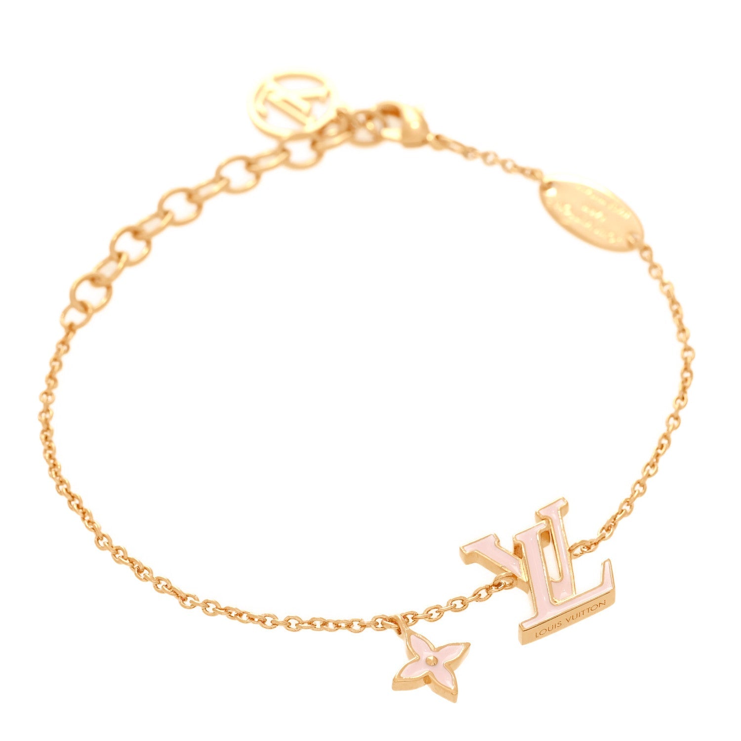 Louis Vuitton Metal Enamel LV Iconic Bracelet Gold Light Pink