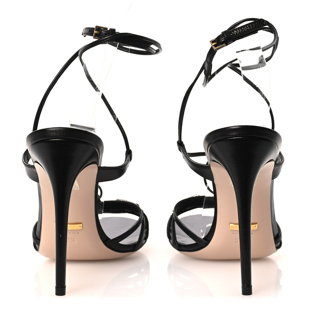 Gucci Malaga Kid Crystal Strappy Horsebit Sandals 39.5 Black