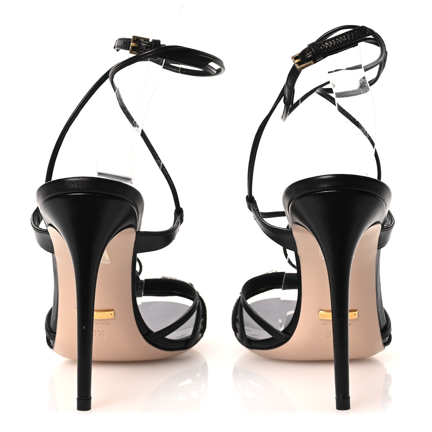 Gucci Malaga Kid Crystal Strappy Horsebit Sandals 39.5 Black