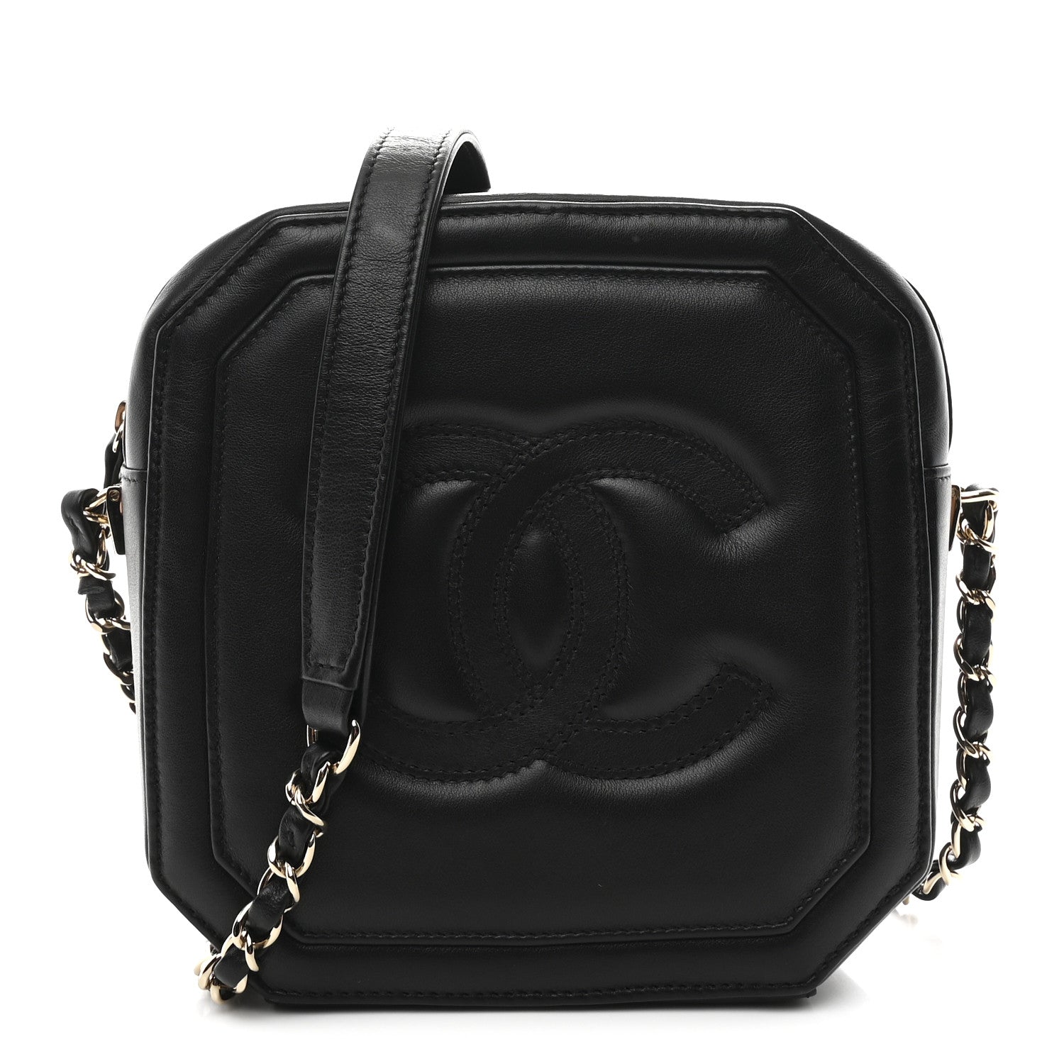 Chanel Calfskin CC Clock Camera Case Black