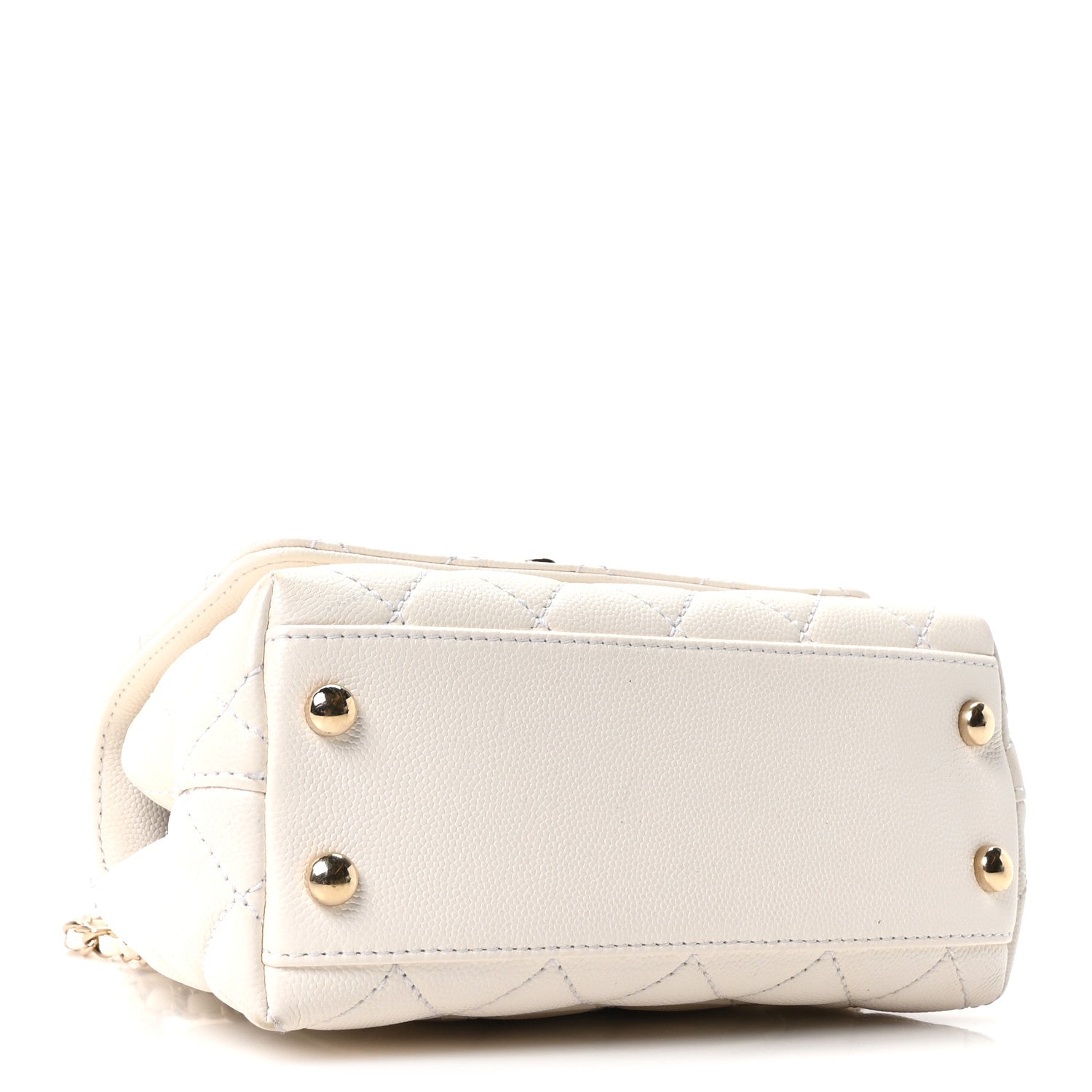 Chanel Caviar Quilted Extra Mini Coco Handle Flap White