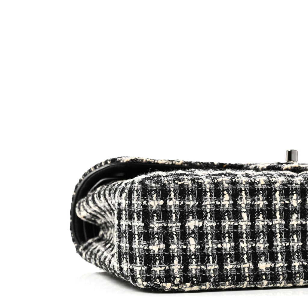 Chanel Tweed Quilted Medium Double Flap Black