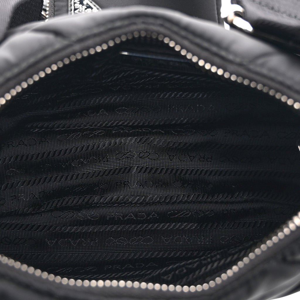 Prada Re-Nylon Triangle Padded Patchwork Shoulder Bag Black