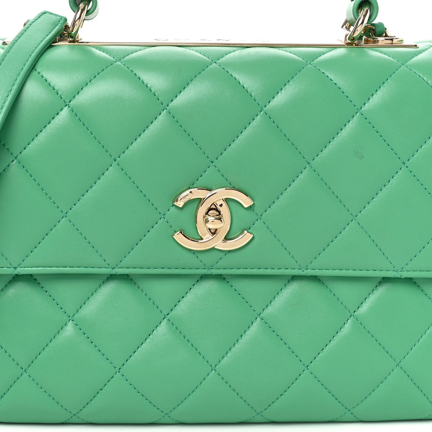 Chanel Lambskin Quilted Medium Trendy CC Flap Dual Handle Bag Green