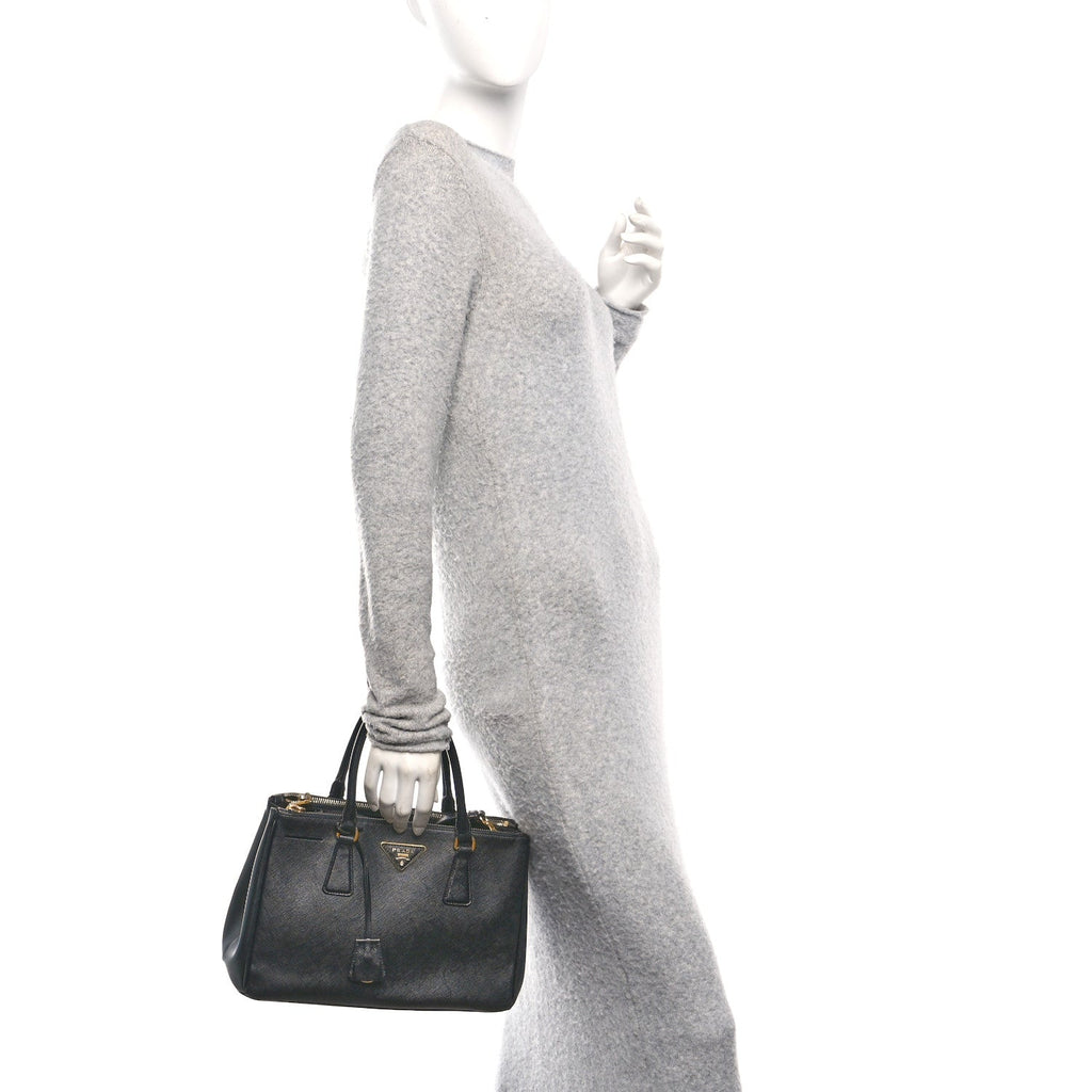 Prada Saffiano Medium Galleria Double Zip Tote Black