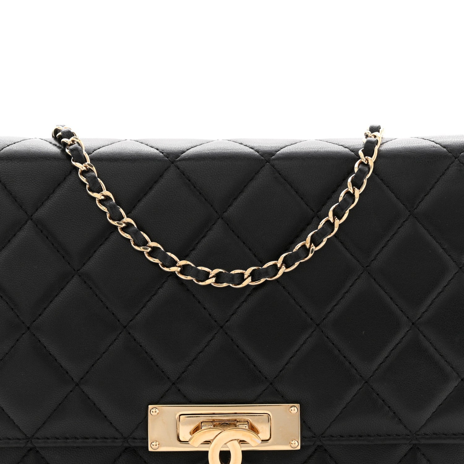 Chanel Lambskin Quilted Golden Class Wallet on Chain WOC Black