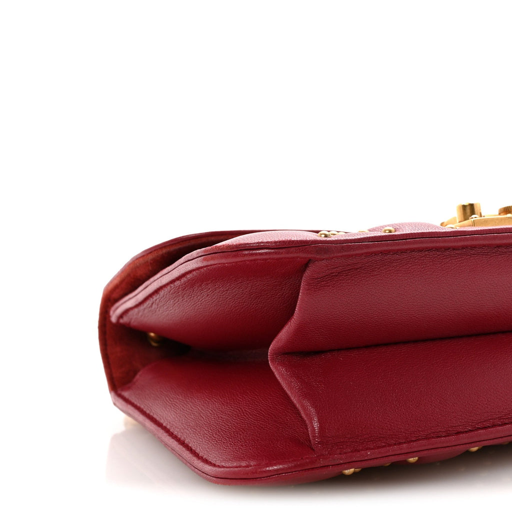 Christian Dior Lambskin Cannage Studded Small Dioraddict Flap Bag Red