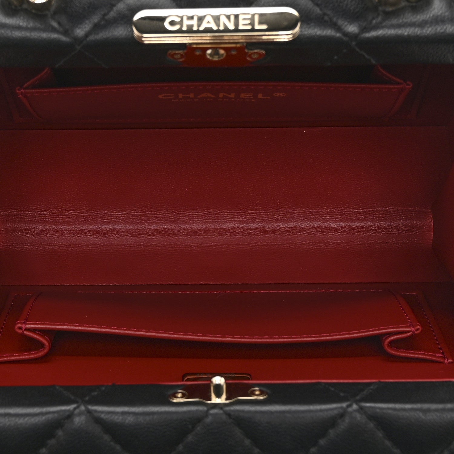 Chanel Lambskin Quilted Small CC Top Handle Box Bag Black