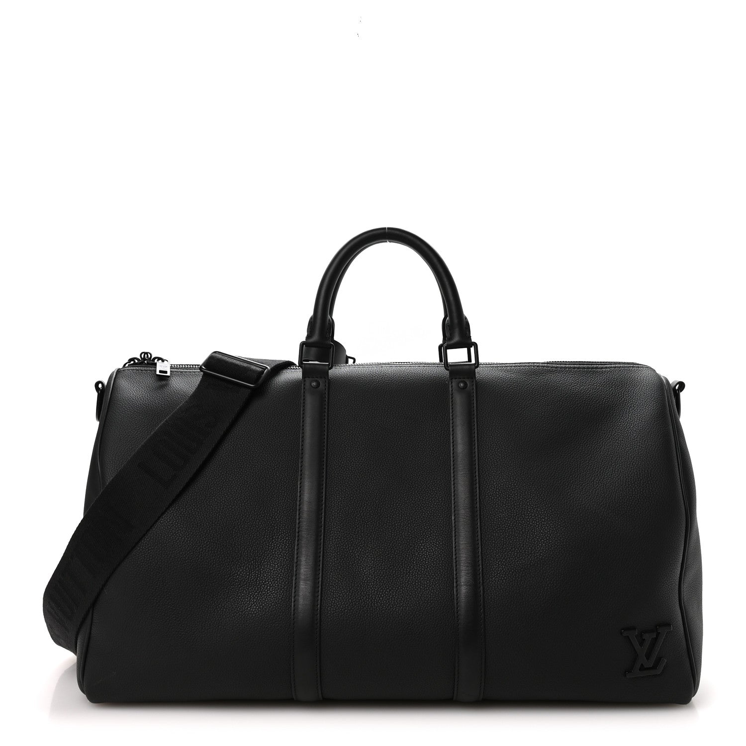 Louis Vuitton Grained Calfskin Aerogram Keepall Bandouliere 50 Black