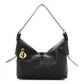 Christian Dior Grained Calfskin Flat Macrocannage Medium Voyage Bag Black