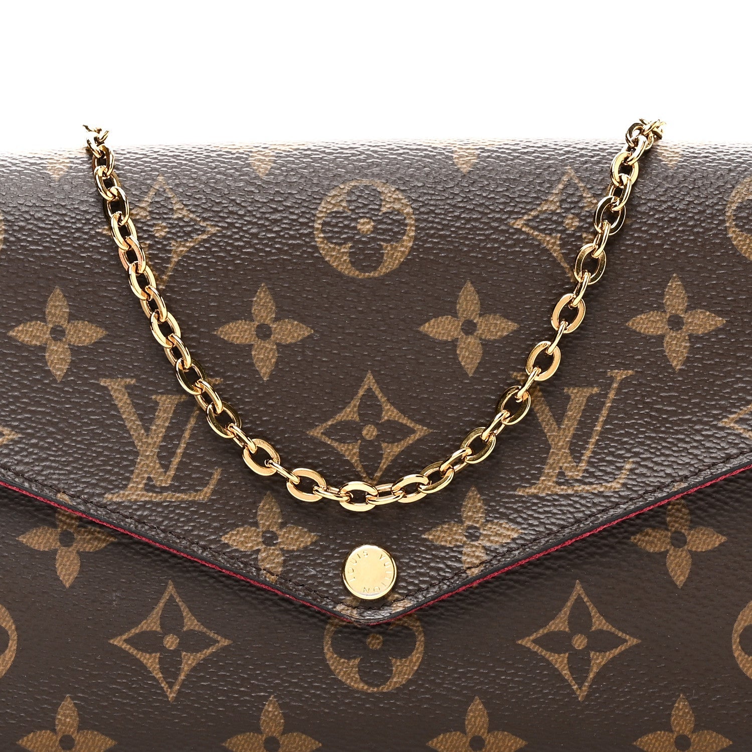 Louis Vuitton Monogram Pochette Felicie Chain Wallet Fuchsia