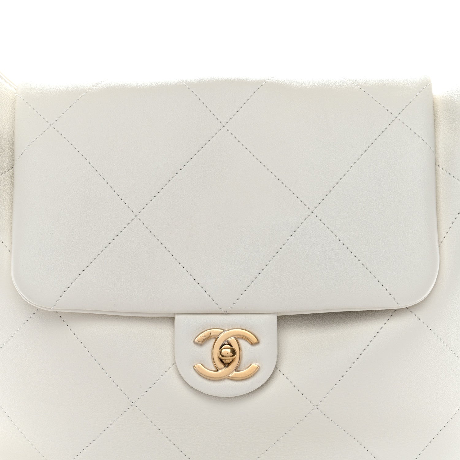 Chanel Calfskin Quilted Small Maxi Chain Hobo White