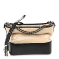 Chanel Aged Calfskin Quilted Medium Gabrielle Hobo Beige Black