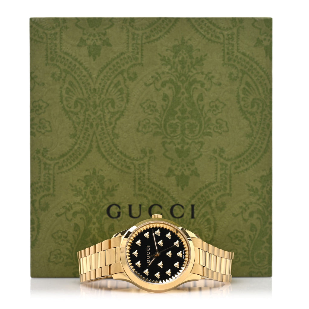 Gucci Stainless Steel 32mm G-Timeless Bee Quartz Watch Black
