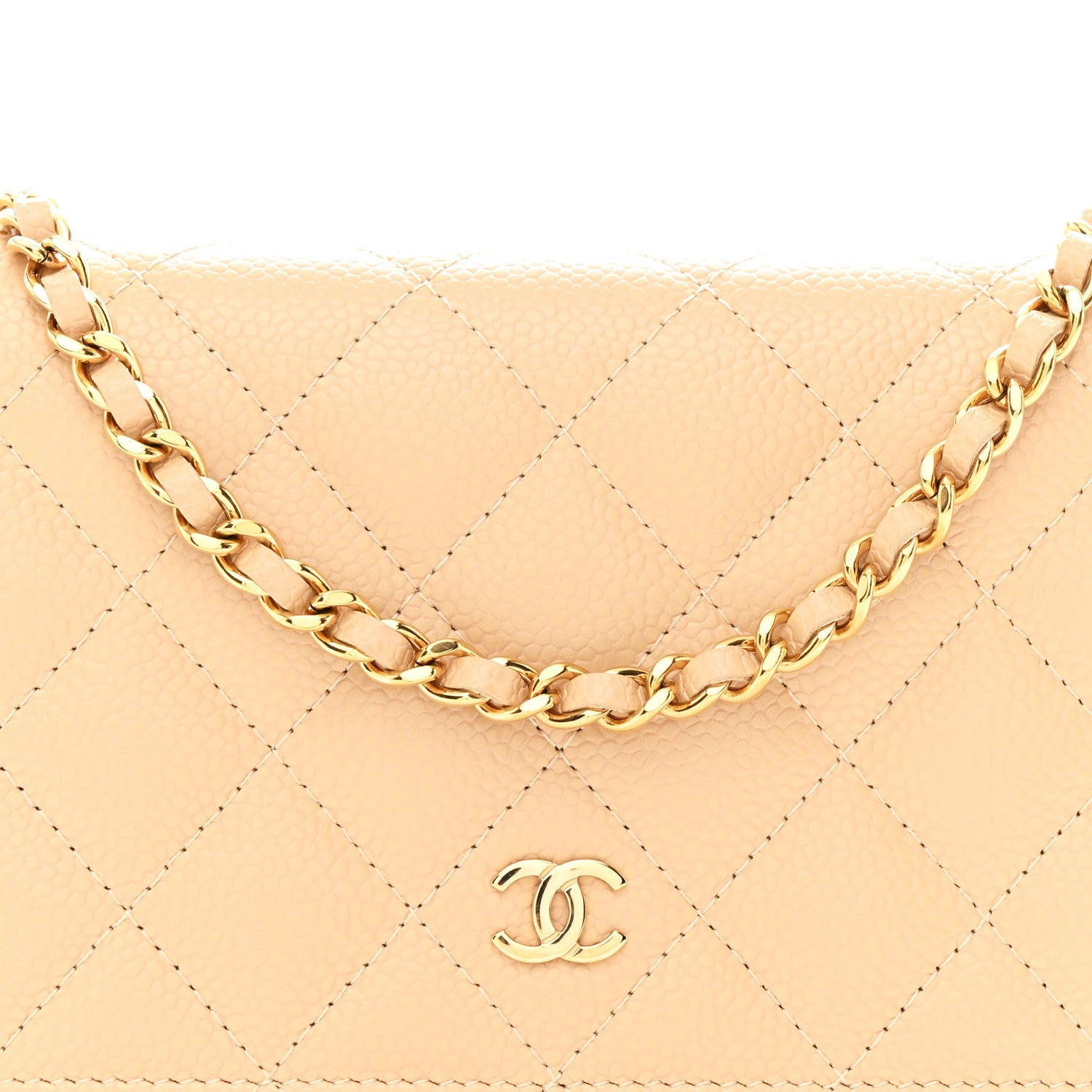Chanel Caviar Quilted Wallet on Chain WOC Beige