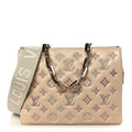 Louis Vuitton Lambskin Swarovski Crystal Embossed Monogram Coussin PM Nude