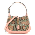 Gucci Snakeskin Ostrich Calfskin Small Jackie 1961 Hobo Pink Multicolor