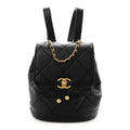 Chanel Lambskin Quilted Logo Mini Backpack Black