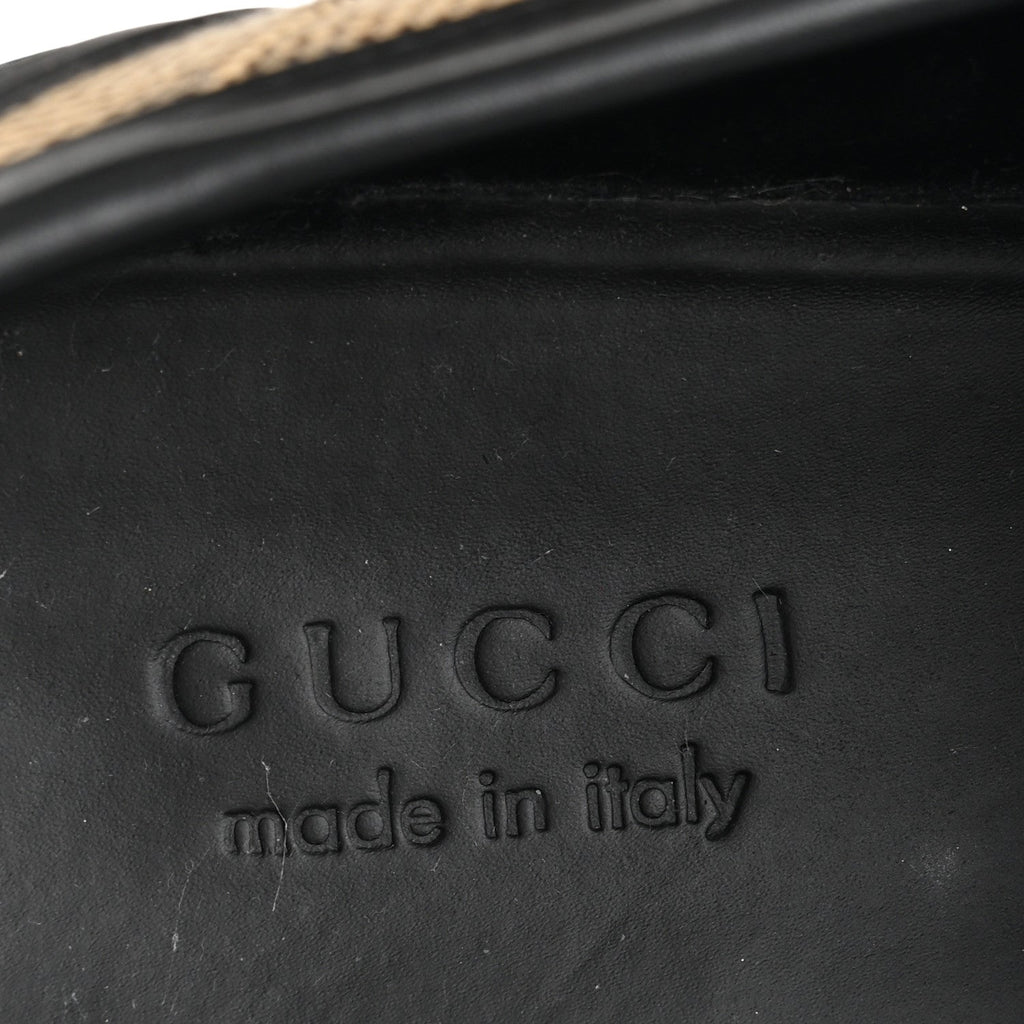 Gucci Monogram Jumbo GG Miro Soft Calfskin Mens Lug Sole Loafers 8.5 Camel Ebony Black