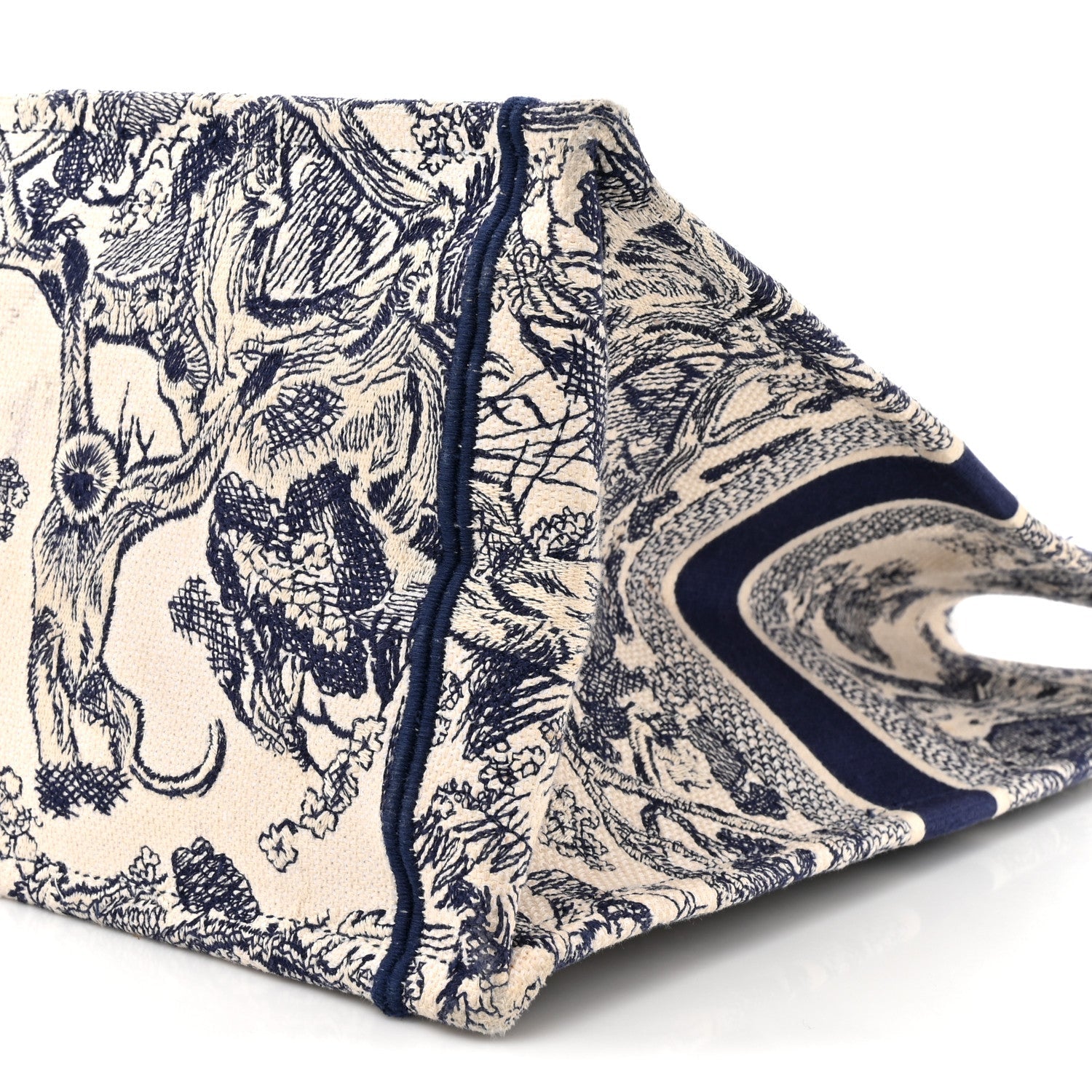 Christian Dior Canvas Embroidered Large Dioriviera Toile De Jouy Book Tote Blue