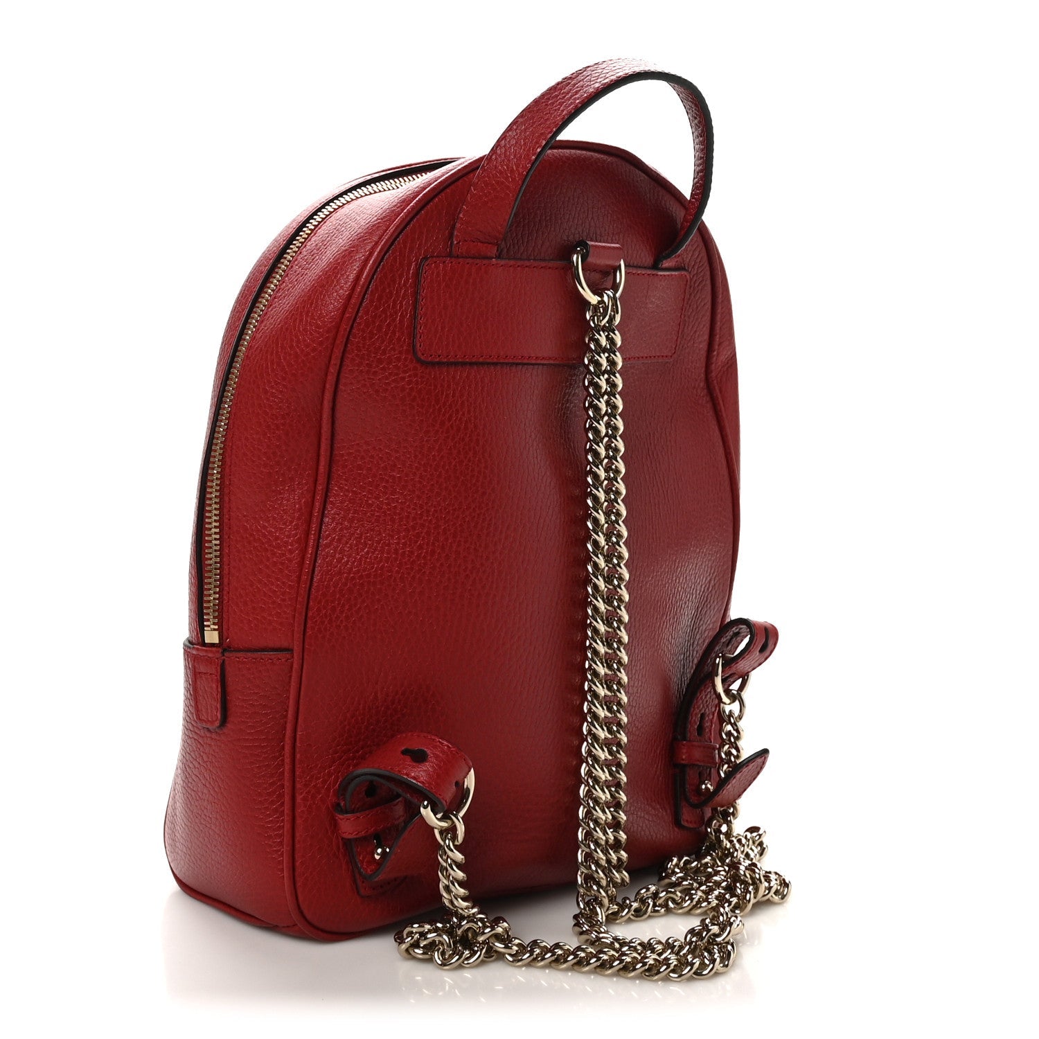 Gucci Pebbled Calfskin Soho Chain Backpack Hibiscus Red