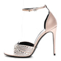 Gucci Satin Crystal Ankle Strap Sandal Pumps 39.5 Skin Rose