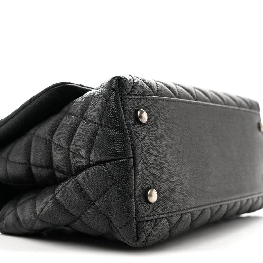 Chanel Caviar Lizard Embossed Quilted Small Coco Handle Flap Black