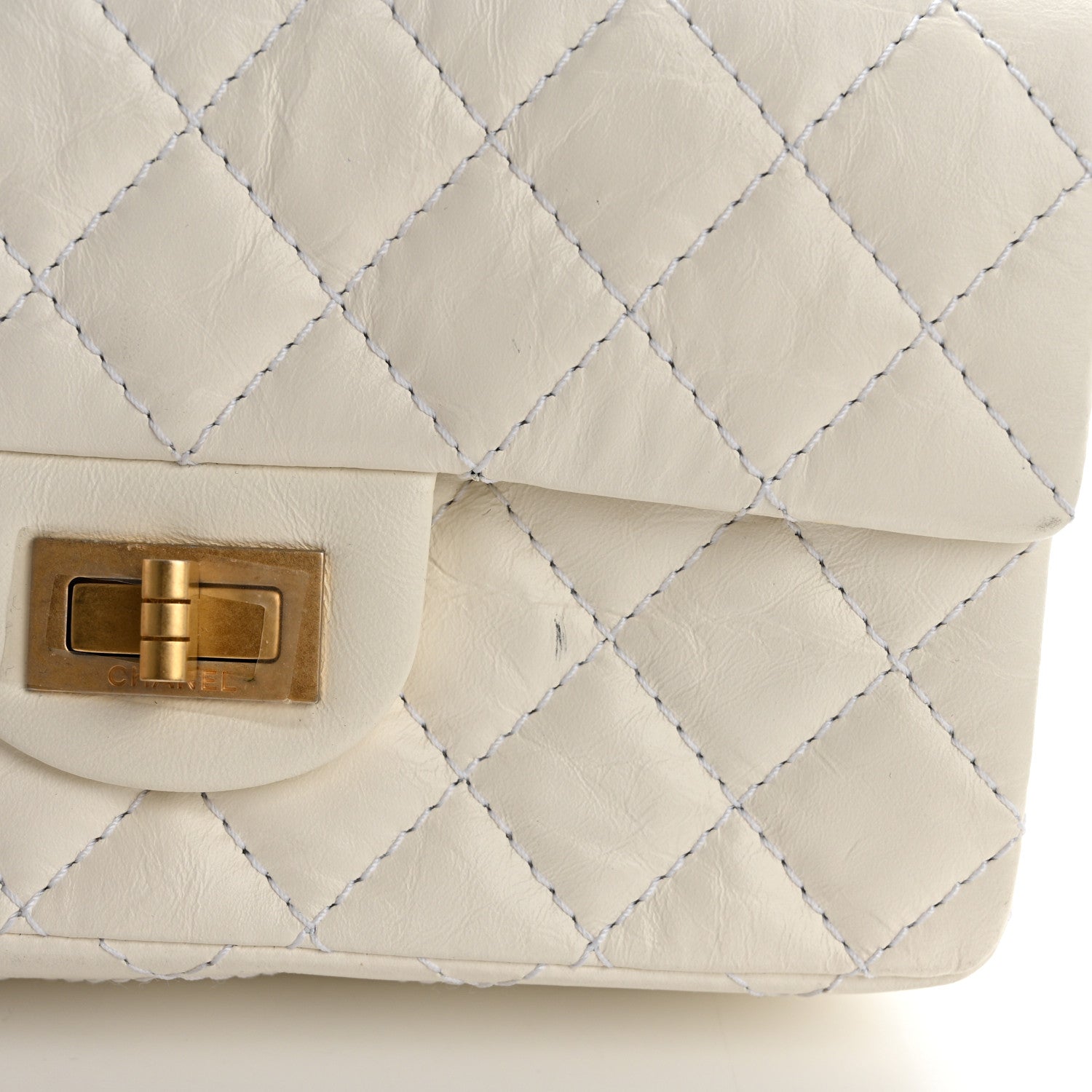 Chanel Aged Calfskin Quilted 2.55 Reissue Mini Flap White