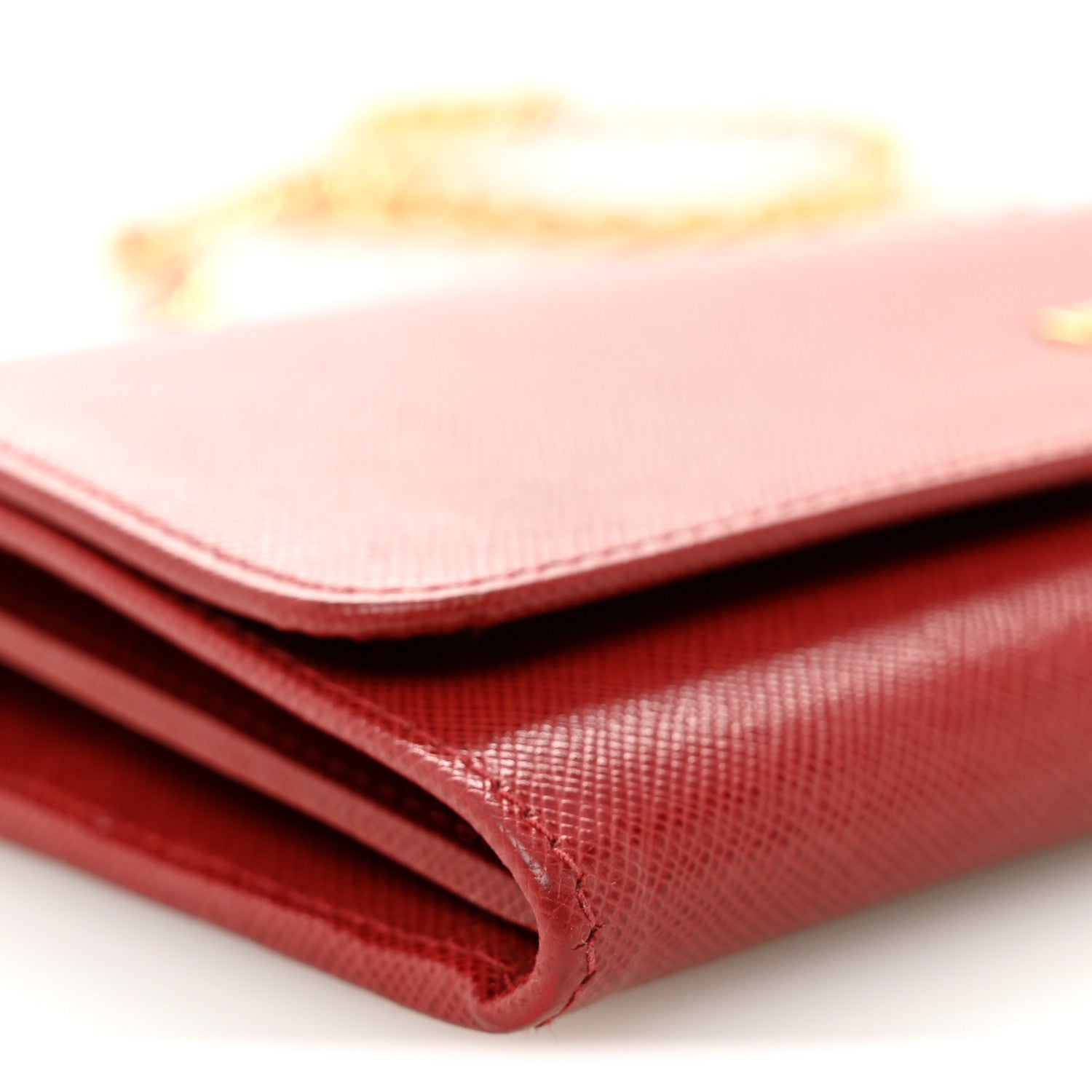 Prada Saffiano Wallet on Chain Fuoco