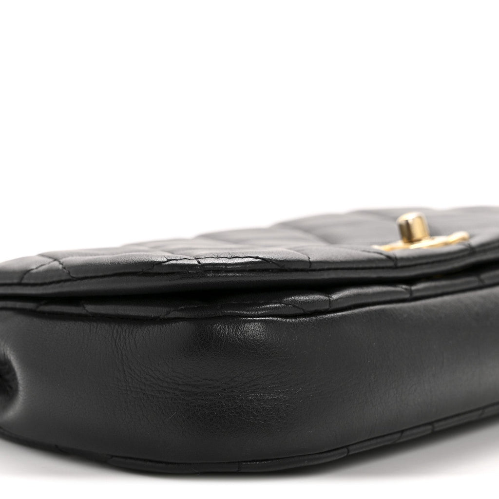 Chanel Calfskin Quilted Coco Mail Clutch With Chain Black