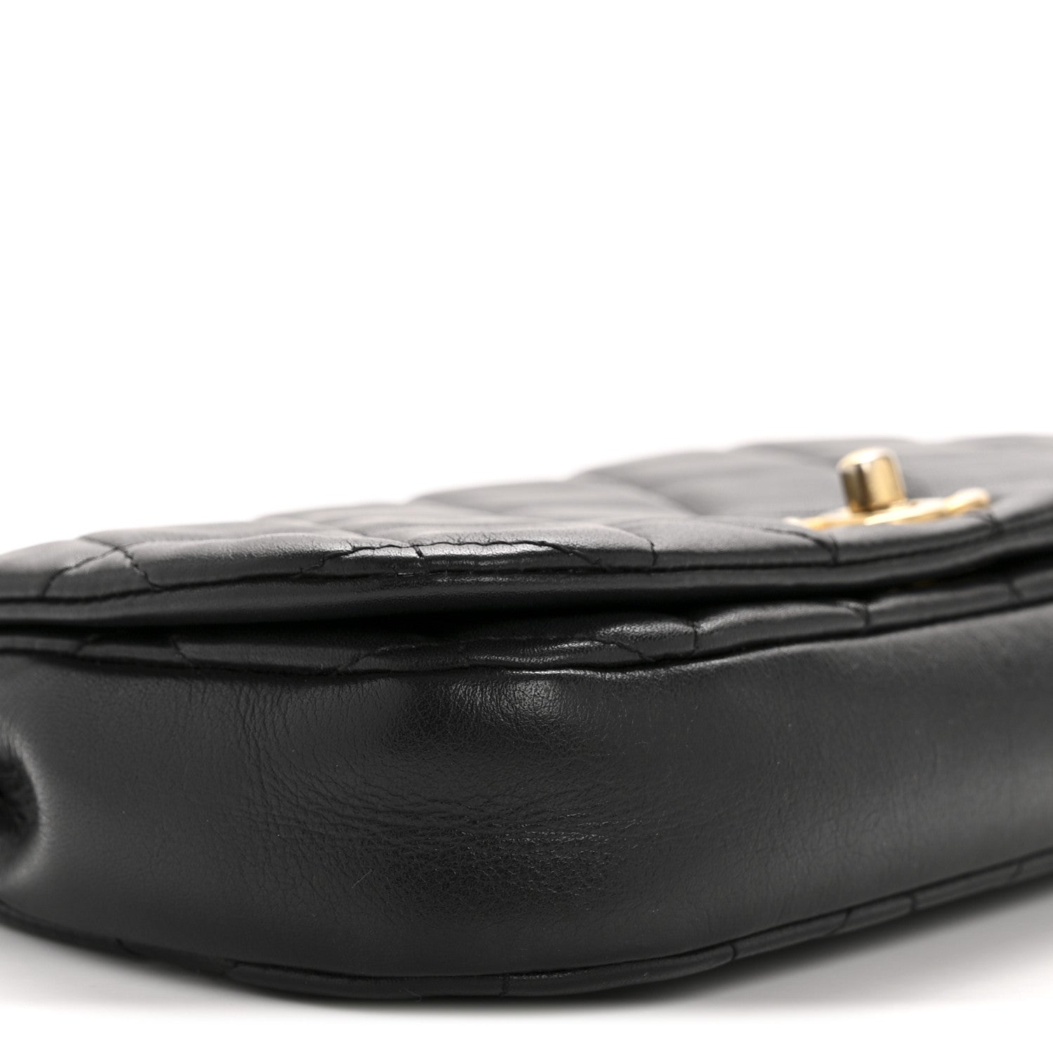 Chanel Calfskin Quilted Coco Mail Clutch With Chain Black