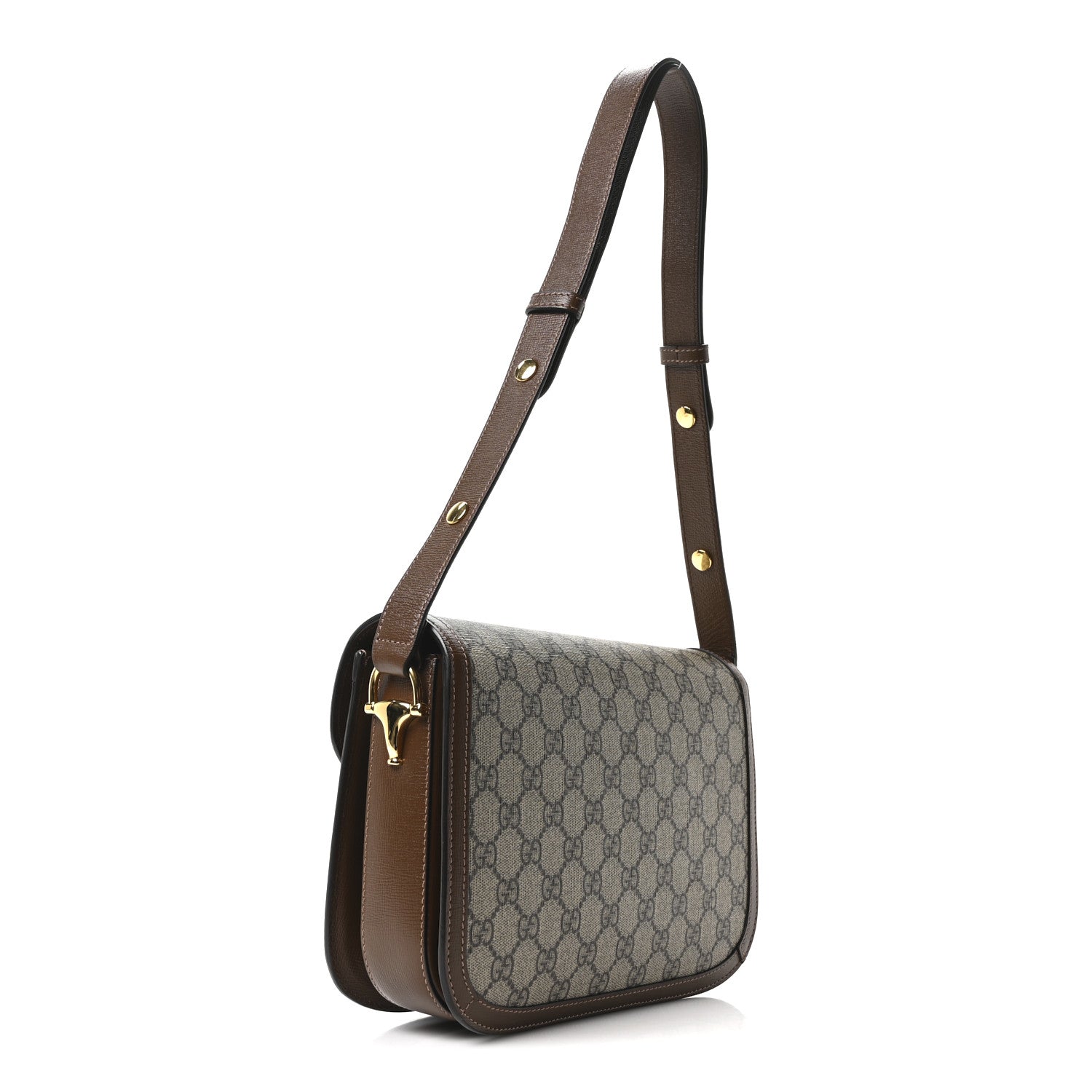 Gucci GG Supreme Monogram Horsebit 1955 Shoulder Bag Beige Brown Sugar