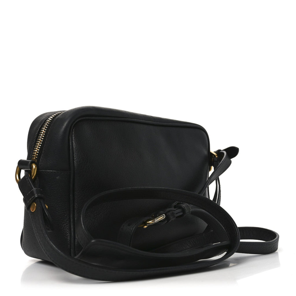 Prada Glace Calfskin Embossed Logo Crossbody Black
